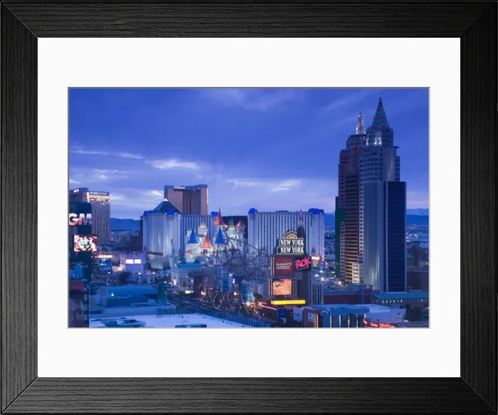 Framed Print : USA, Nevada, Las Vegas, The Strip, aerial view of New York, New York and casinos south Framed Print : USA, Nevada, Las Vegas, The Strip, aerial view of New York, New York and casinos south
