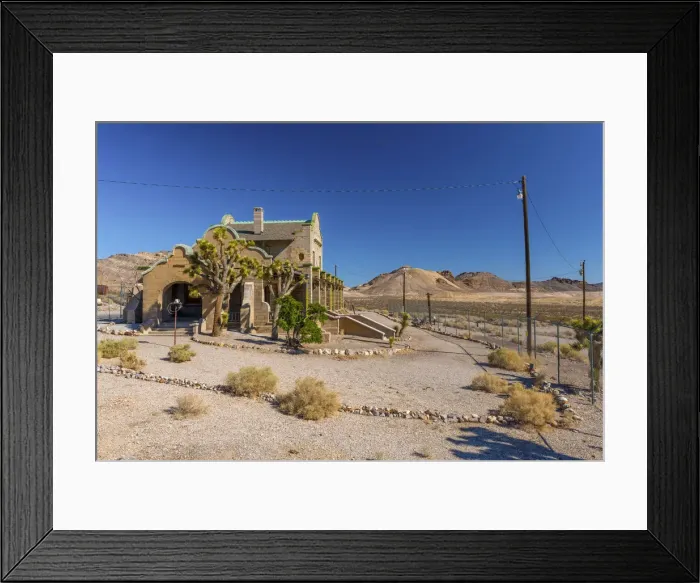 Framed Print : USA, Nevada, Rhyolite ghost town, former train station on Las Vegas and Tonopah Railroad Framed Print : USA, Nevada, Rhyolite ghost town, former train station on Las Vegas and Tonopah Railroad