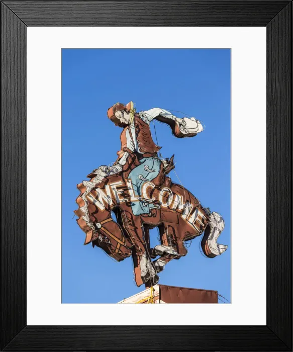 Framed Print : Cowboy welcome sign, Jackson Hole, Wyoming, USA Framed Print : Cowboy welcome sign, Jackson Hole, Wyoming, USA