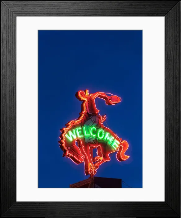 Framed Print : Cowboy welcome sign, Jackson Hole, Wyoming, USA