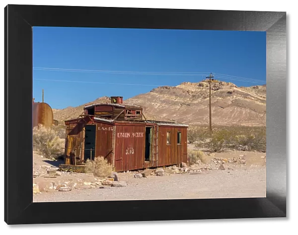 USA, Nevada, Rhyolite ghost town, former train station on Las Vegas and Tonopah Railroad