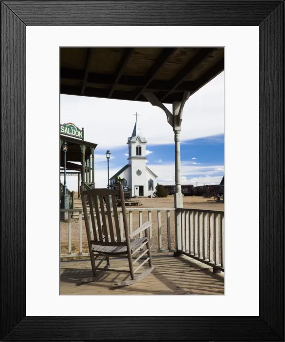 Framed Print : USA, South Dakota, Stamford, 1880 Town, pioneer village, church
