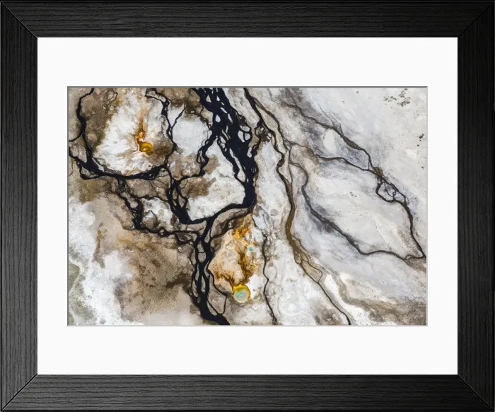 Framed Print : Hot spring and water patterns from the air, Yellowstone National Park, Wyoming, USA Framed Print : Hot spring and water patterns from the air, Yellowstone National Park, Wyoming, USA
