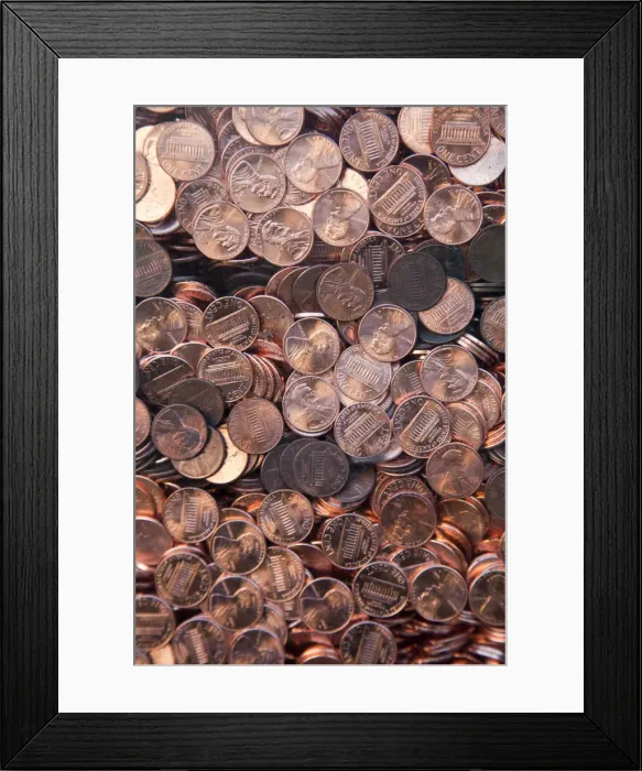 Framed Print : USA, Mississippi, Jackson, Memorial to the Missing, penny coins representing human lives