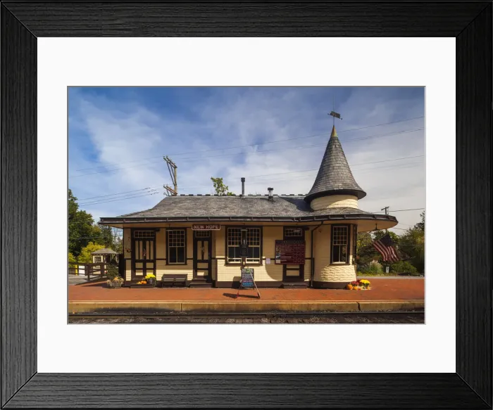 Framed Print : USA, Pennsylvania, Bucks County, New Hope, train station Framed Print : USA, Pennsylvania, Bucks County, New Hope, train station