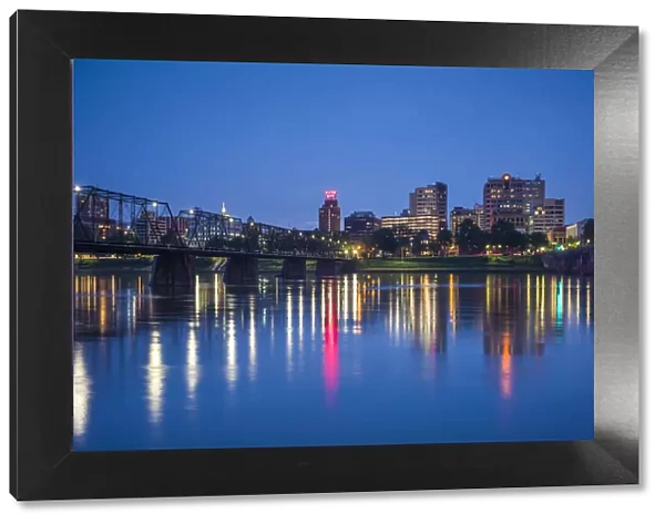 USA, Pennsylvania, Harrisburg, skyline from the Susquehana River