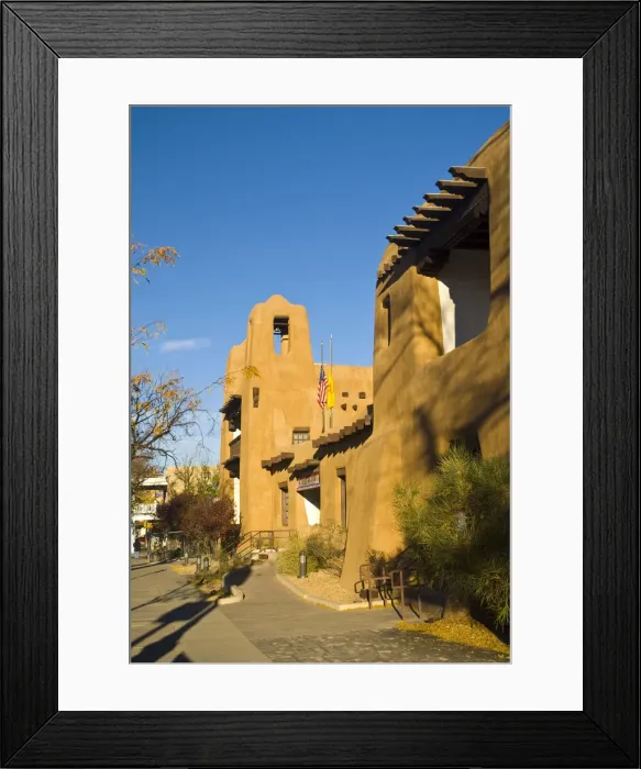 Framed Print : USA, New Mexico, Santa Fe, New Mexico Museum of Art, Traditional adobe construction Framed Print : USA, New Mexico, Santa Fe, New Mexico Museum of Art, Traditional adobe construction