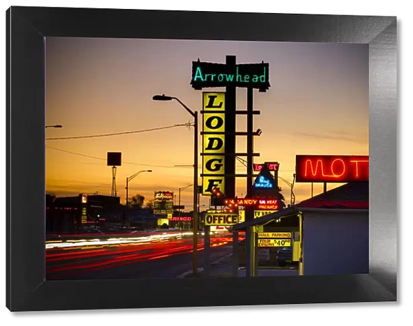 USA, New Mexico, Route 66, Gallup, Motel signs