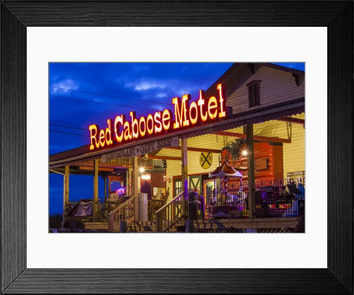 Framed Print : USA, Pennsylvania, Pennsylvania Dutch Country, Ronks, Red Caboose Motel, accomodation Framed Print : USA, Pennsylvania, Pennsylvania Dutch Country, Ronks, Red Caboose Motel, accomodation