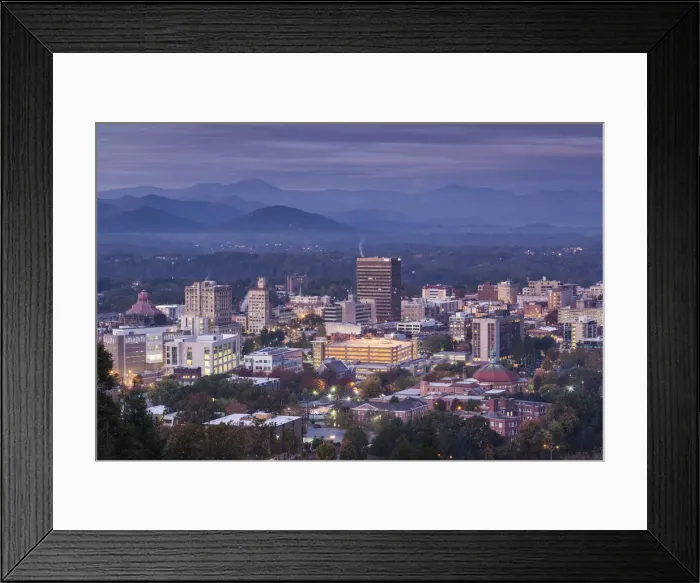 Framed Print : USA, North Carolina, Asheville, elevated city skyline Framed Print : USA, North Carolina, Asheville, elevated city skyline