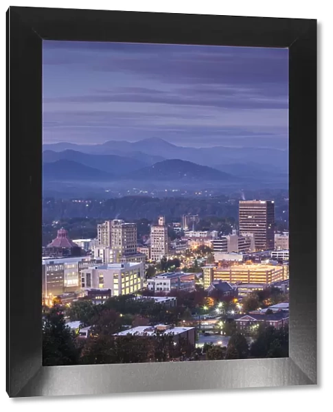 USA, North Carolina, Asheville, elevated city skyline