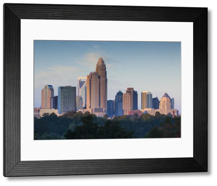 Framed Print : USA, North Carolina, Charlotte, elevated view of the city skyline from the northeast Framed Print : USA, North Carolina, Charlotte, elevated view of the city skyline from the northeast