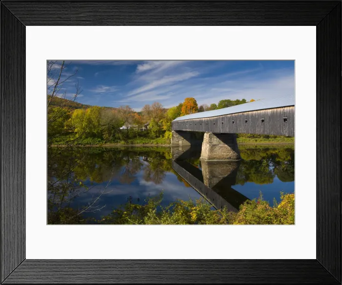 Framed Print : USA, Vermont-New Hampshire, Windsor(VT)-Cornish(NH) Bridge on Connecticut River