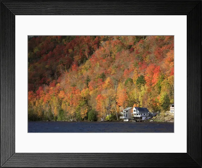 Framed Print : USA, New England, Vermont, Westmore, Lake Willoughby, Fall Foliage