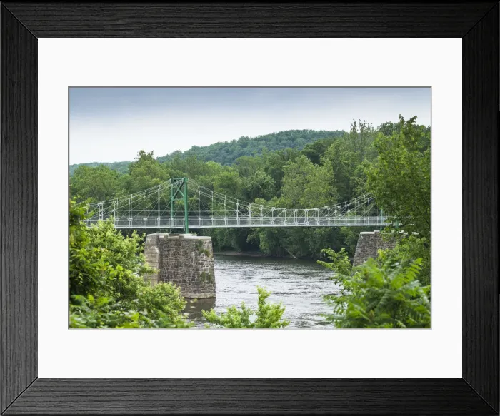 Framed Print : USA, Pennsylvania, Bucks County, New Hope, Delaware River pedestrian bridge Framed Print : USA, Pennsylvania, Bucks County, New Hope, Delaware River pedestrian bridge