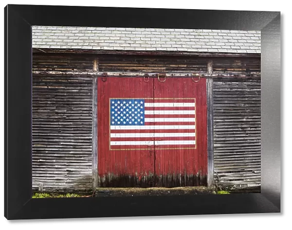 USA, Vermont, Stamford, US flag painted on barn
