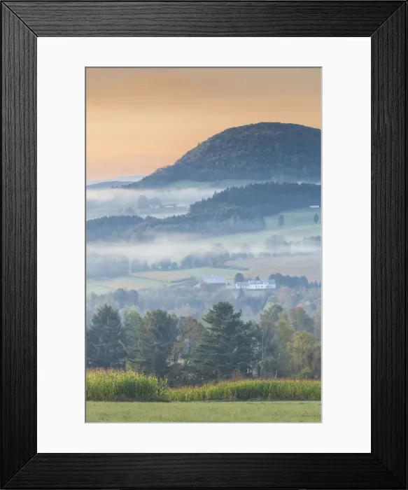 Framed Print : USA, New England, Vermont, Peacham, morning fog, autumn