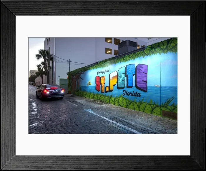 Framed Print : Florida, Saint Petersburg, Pinellas County, Paved Brick Alleyway, Postcard Greeting Framed Print : Florida, Saint Petersburg, Pinellas County, Paved Brick Alleyway, Postcard Greeting