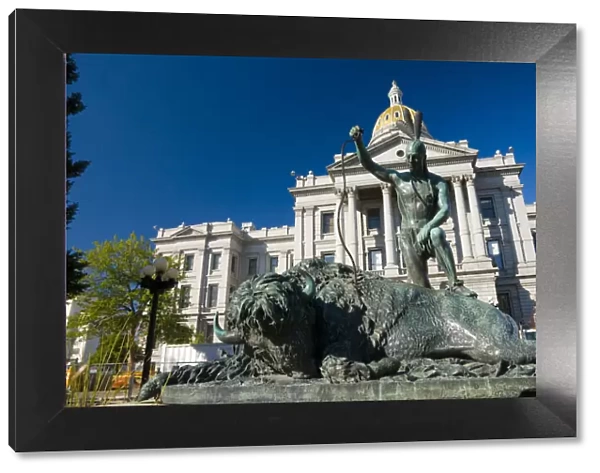 USA, Colorado, Denver, State Capitol Building, Closing of an Era statue by Preston