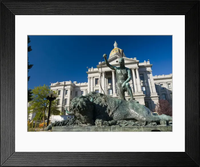Framed Print : USA, Colorado, Denver, State Capitol Building, Closing of an Era statue by Preston Framed Print : USA, Colorado, Denver, State Capitol Building, Closing of an Era statue by Preston