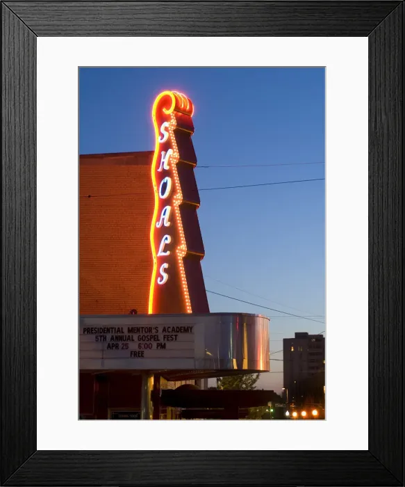 Framed Print : USA, Alabama, Florence, Shoals Theatre, Neon, Dusk Framed Print : USA, Alabama, Florence, Shoals Theatre, Neon, Dusk