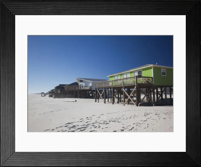 Framed Print : USA, Alabama, Gulf Shores, Mobile Bay area, beach houses Framed Print : USA, Alabama, Gulf Shores, Mobile Bay area, beach houses