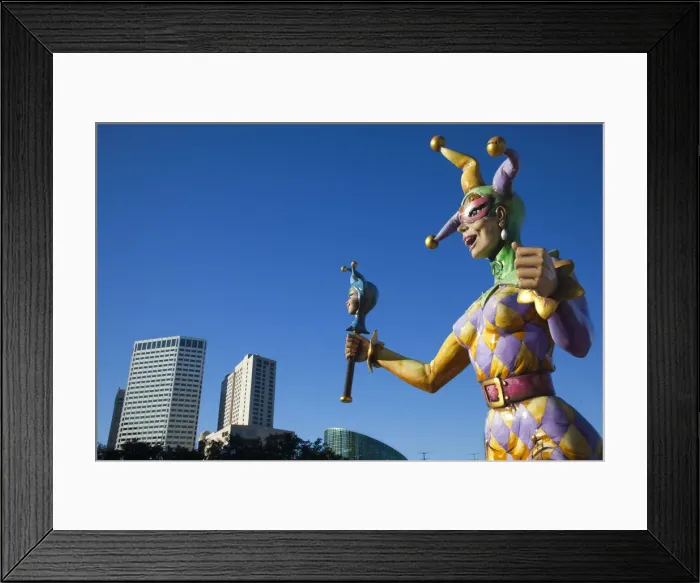 Framed Print : USA, Louisiana, New Orleans, Riverwalk, Mardi Gras jester statue