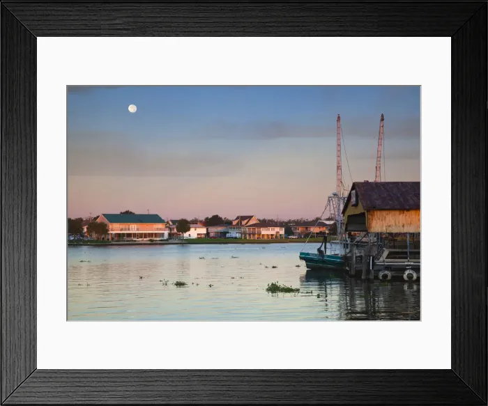 Framed Print : USA, Louisiana, Lafitte, Bayou and town