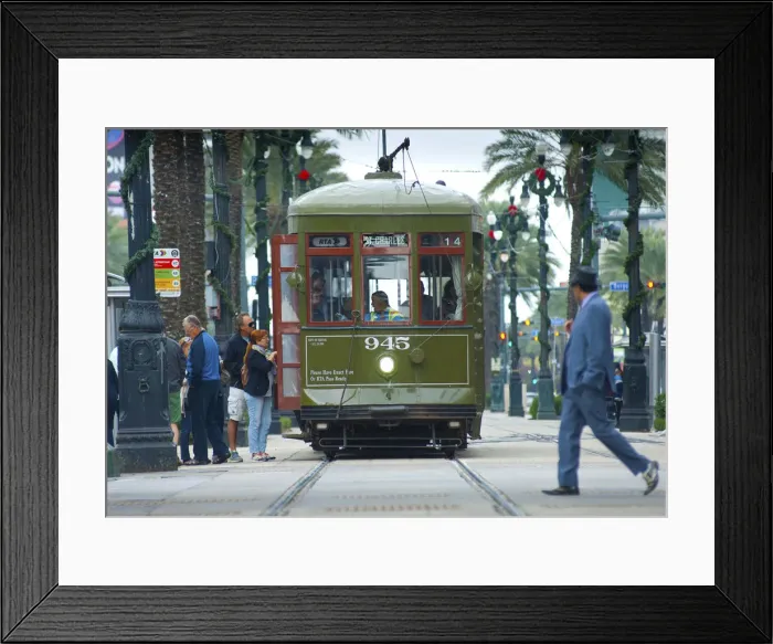 Framed Print : Louisiana, New Orleans, Canal Street, Saint Charles Streetcar, Oldest Continuously Framed Print : Louisiana, New Orleans, Canal Street, Saint Charles Streetcar, Oldest Continuously