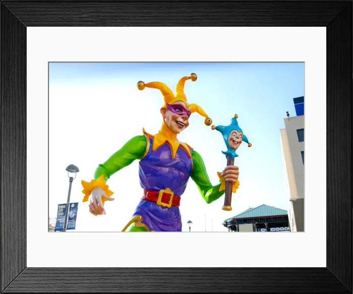 Framed Print : Louisiana, New Orleans, Mardi Gras Jester Statue, Riverwalk Framed Print : Louisiana, New Orleans, Mardi Gras Jester Statue, Riverwalk