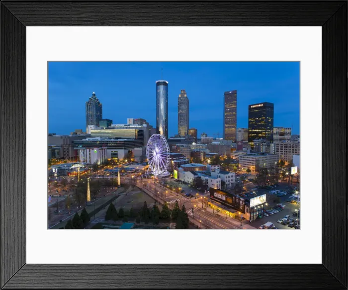 Framed Print : City skyline, elevated view over Downtown and the Centennial Olympic Park in Atlanta Framed Print : City skyline, elevated view over Downtown and the Centennial Olympic Park in Atlanta