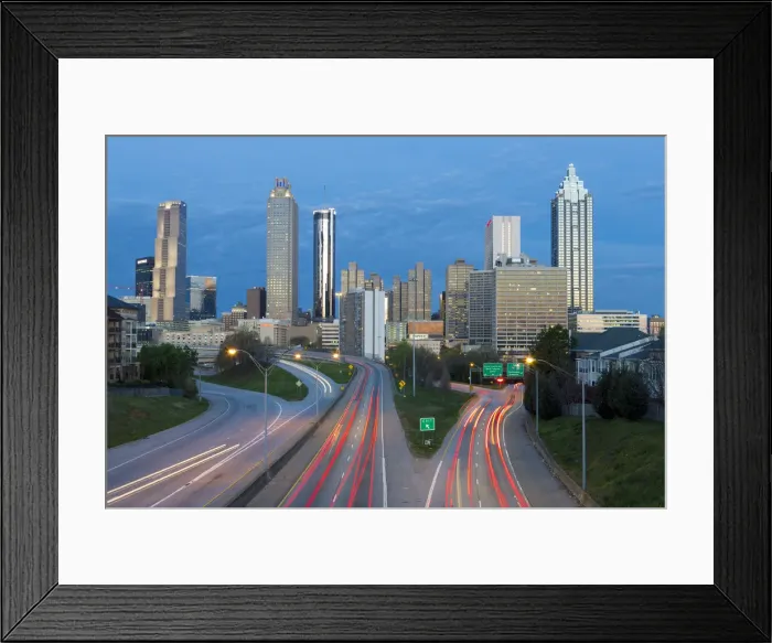 Framed Print : Elevated view over Freedom Parkway and the Downtown Atlanta skyline, Georgia, United Framed Print : Elevated view over Freedom Parkway and the Downtown Atlanta skyline, Georgia, United