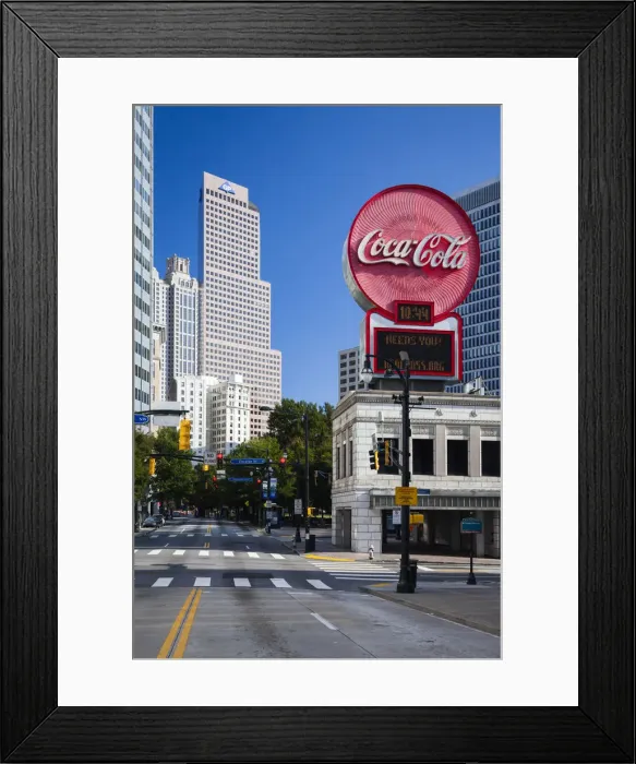 Framed Print : USA, Georgia, Atlanta, city skyline and Coca Cola sign Framed Print : USA, Georgia, Atlanta, city skyline and Coca Cola sign