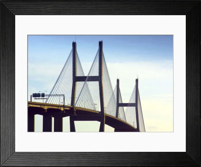 Framed Print : Georgia, Savannah, Talmadge Memorial Bridge, Crosses The Savannah River Framed Print : Georgia, Savannah, Talmadge Memorial Bridge, Crosses The Savannah River