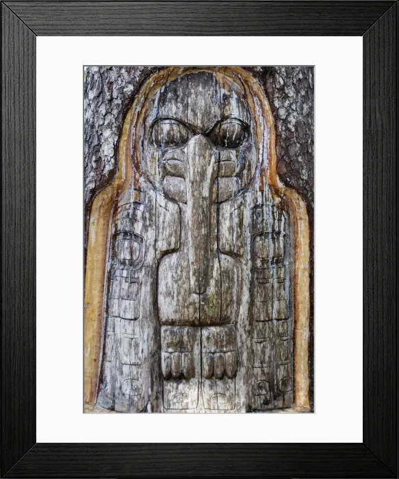 Framed Print : USA, Alaska, Juneau, Mount Roberts detail of totem wood carving Framed Print : USA, Alaska, Juneau, Mount Roberts detail of totem wood carving