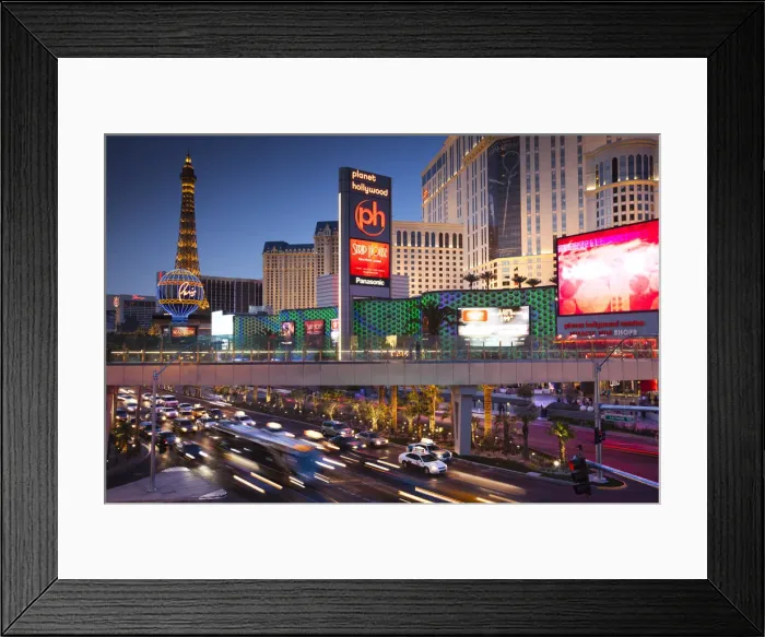 Framed Print : USA, Nevada, Las Vegas, The Strip, Las Vegas Boulevard, high vantage view at dusk Framed Print : USA, Nevada, Las Vegas, The Strip, Las Vegas Boulevard, high vantage view at dusk