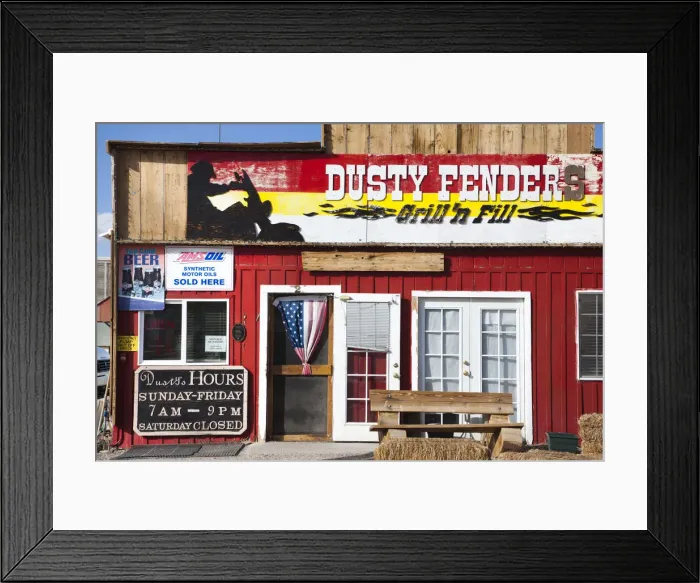 Framed Print : USA, Nevada, Great Basin, Goldfield, Dusty Fender Grill-n-Fill Framed Print : USA, Nevada, Great Basin, Goldfield, Dusty Fender Grill-n-Fill