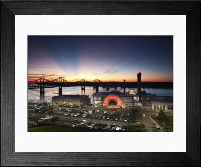 Framed Print : USA, Mississippi, Vicksburg, Ameristar Casino and Mississippi River Framed Print : USA, Mississippi, Vicksburg, Ameristar Casino and Mississippi River