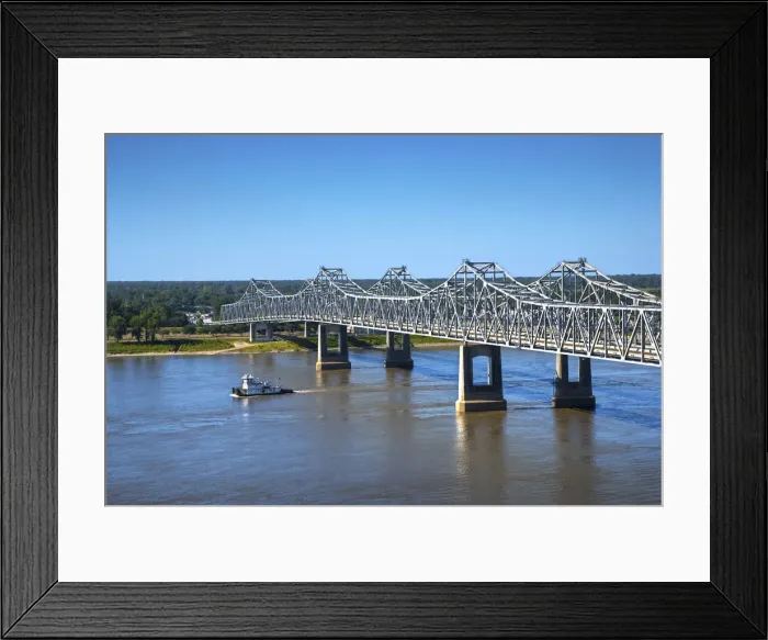 Framed Print : Natchez, Mississippi, Natchez-Vidalia Bridge, Two Twin Cantilever Bridges That Carry Framed Print : Natchez, Mississippi, Natchez-Vidalia Bridge, Two Twin Cantilever Bridges That Carry