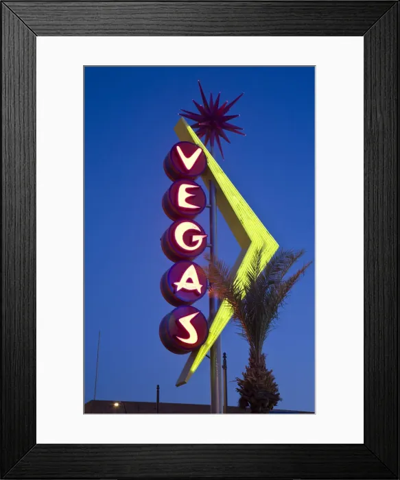 Framed Print : USA, Nevada, Las Vegas, Downtown, Freemont East Area, Neon Vegas sign, dusk Framed Print : USA, Nevada, Las Vegas, Downtown, Freemont East Area, Neon Vegas sign, dusk