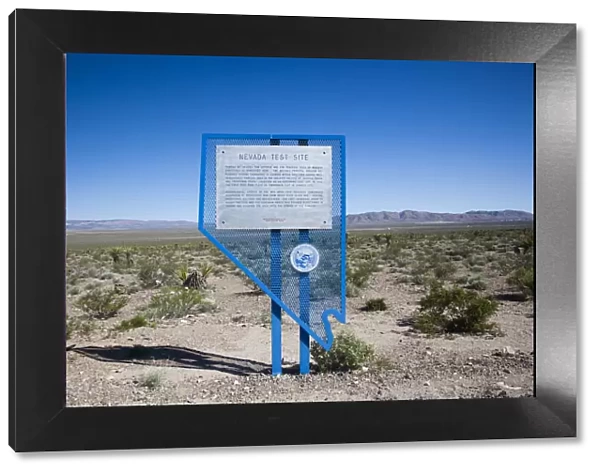 USA, Nevada, Great Basin, Mercury, Nevada Test Site sign, site of mid-twentieth century