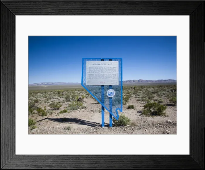 Framed Print : USA, Nevada, Great Basin, Mercury, Nevada Test Site sign, site of mid-twentieth century Framed Print : USA, Nevada, Great Basin, Mercury, Nevada Test Site sign, site of mid-twentieth century