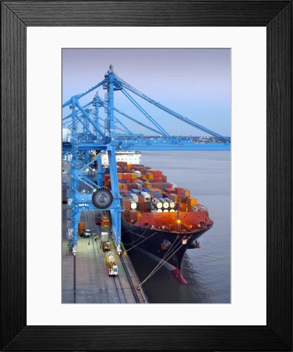 Framed Print : Louisiana, New Orleans, Port Of New Orleans, Container Ship, Mississippi River