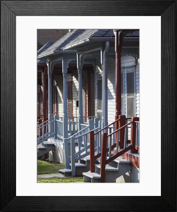 Framed Print : USA, Georgia, Atlanta, Martin Luther King National Historic Site, front porches of