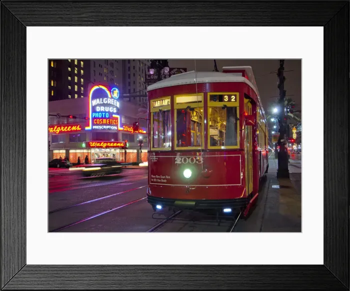 Framed Print : Louisiana, New Orleans, Canal Street, Streetcar, Walgreens Drug Store, 1938 Framed Print : Louisiana, New Orleans, Canal Street, Streetcar, Walgreens Drug Store, 1938