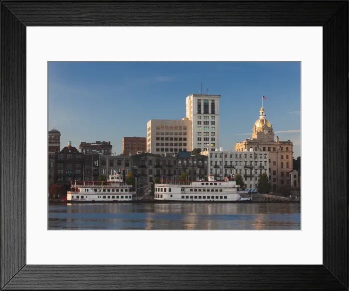 Framed Print : USA, Georgia, Savannah, skyline along the Savannah River Framed Print : USA, Georgia, Savannah, skyline along the Savannah River