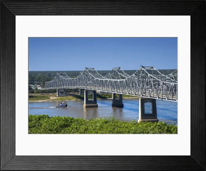 Framed Print : Natchez, Mississippi, Natchez-Vidalia Bridge, Two Twin Cantilever Bridges That Carry Framed Print : Natchez, Mississippi, Natchez-Vidalia Bridge, Two Twin Cantilever Bridges That Carry