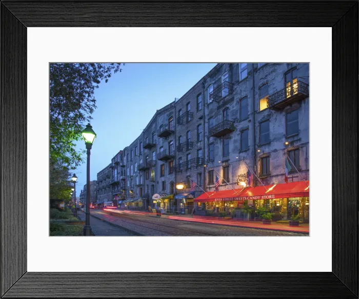 Framed Print : Georgia, Savannah, Factors Walk, Restored Cotton Warehouses, River Street