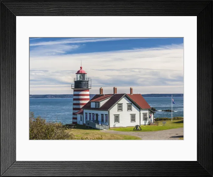 Framed Print : USA, Maine, Lubec, West Quoddy Head Llight lighthouse