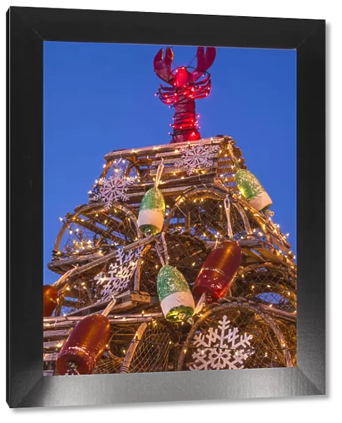 USA, Maine, York Beach, lobster trap Christmas Tree